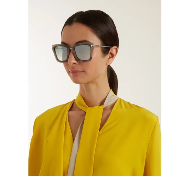New Tom Ford Lara-02 Grey Square Sunglasses - Picture 3 of 16